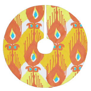 Ikat Fabric Pattern: Ethnic Vintage Design. Brushed Polyester Tree Skirt