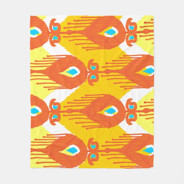Ikat Fabric Pattern: Ethnic Vintage Design. Fleece Blanket (Front)