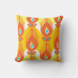 Ikat Fabric Pattern: Ethnic Vintage Design. Throw Pillow