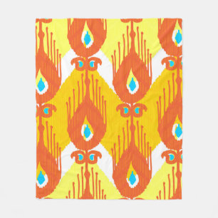 Ikat fabric pattern fleece blanket