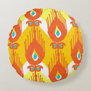 Ikat fabric pattern round pillow