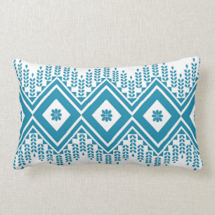 Ikat fabric style rug texture pattern lumbar pillow