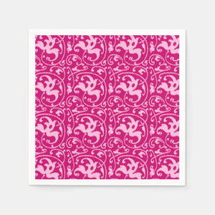 Ikat Floral Damask - Fuchsia and Pale Pink Napkin