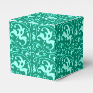 Ikat Floral Damask - Turquoise and Aqua Favor Box