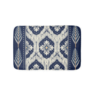 Ikat Floral Paisley Pattern Bath Mat