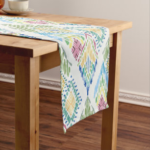 Ikat Floral Seamless Pattern Short Table Runner