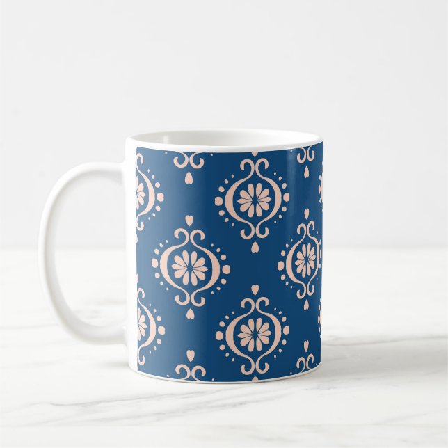 Ikat Geometric Folklore Damask Ornament Coffee Mug (Left)