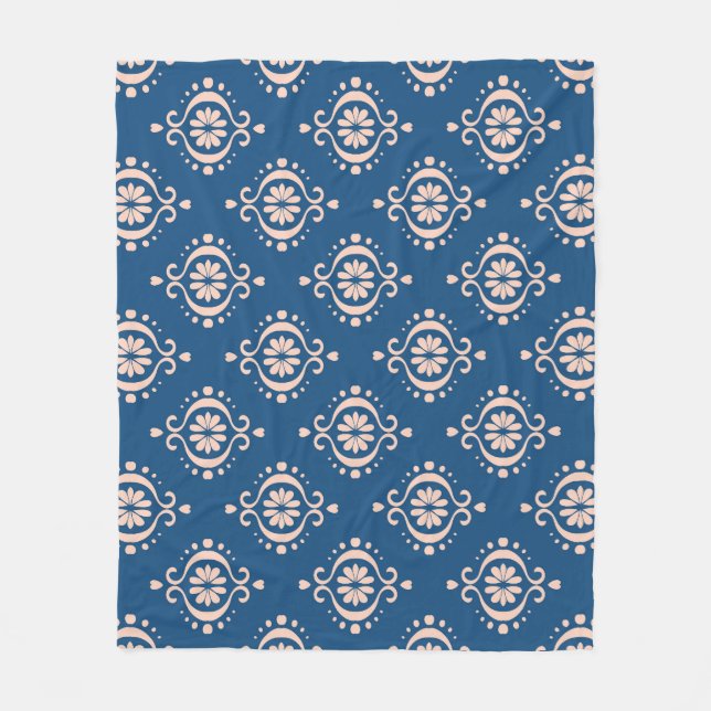Ikat Geometric Folklore Damask Ornament Fleece Blanket (Front)