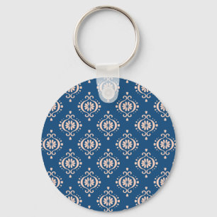 Ikat Geometric Folklore Damask Ornament Keychain