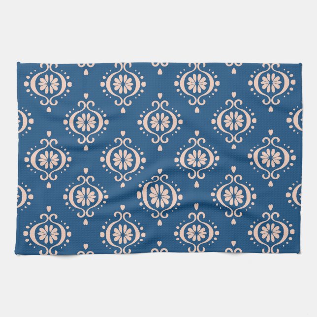 Ikat Geometric Folklore Damask Ornament Kitchen Towel (Horizontal)