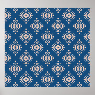 Ikat Geometric Folklore Damask Ornament Poster