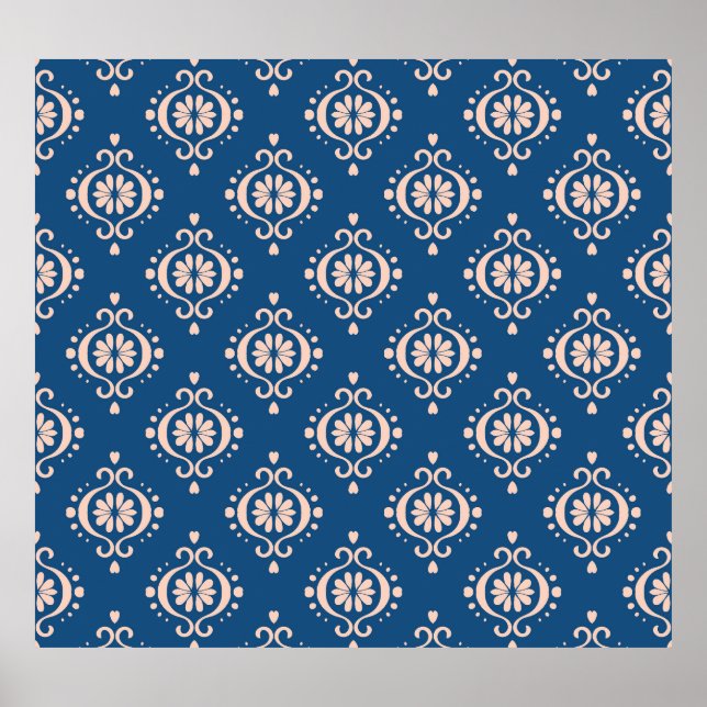 Ikat Geometric Folklore Damask Ornament Poster (Front)