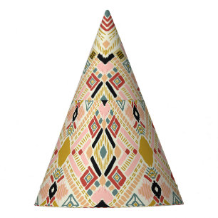 Ikat geometric folklore, oriental damask pattern. party hat