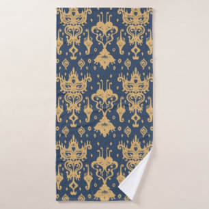 Ikat geometric folklore ornament. Oriental damask Bath Towel