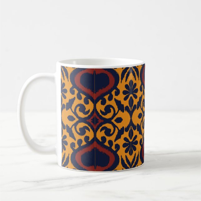 Ikat geometric folklore ornament. Oriental damask  Coffee Mug (Left)