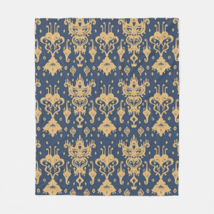 Ikat geometric folklore ornament. Oriental damask Fleece Blanket