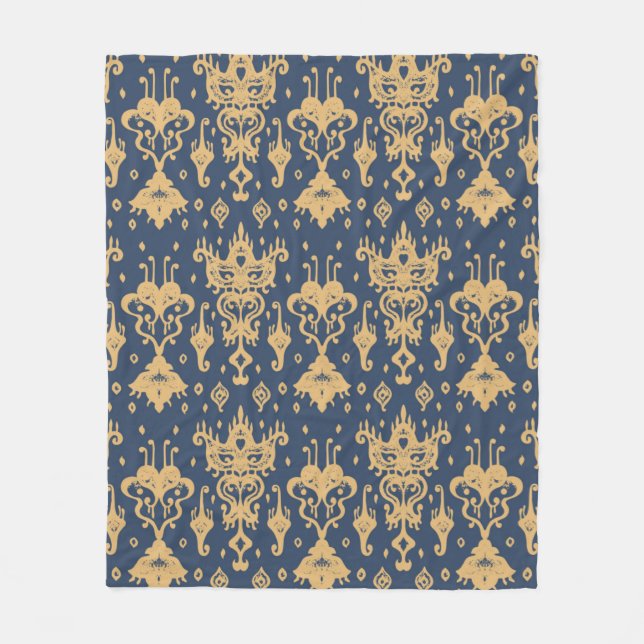 Ikat geometric folklore ornament. Oriental damask  Fleece Blanket (Front)