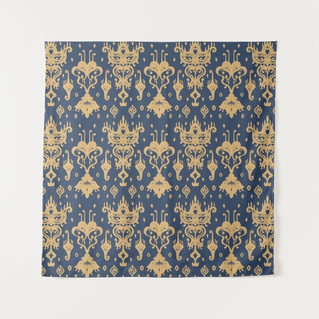 Ikat geometric folklore ornament. Oriental damask  Tapestry (Front)