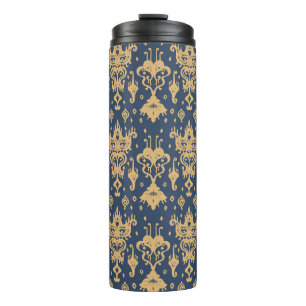 Ikat geometric folklore ornament. Oriental damask Thermal Tumbler
