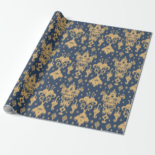 Ikat geometric folklore ornament. Oriental damask  Wrapping Paper