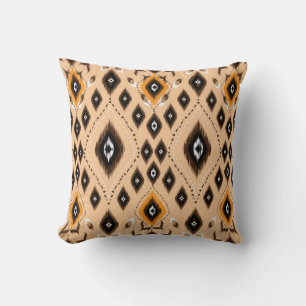 Ikat geometric folklore ornament. Tribal ethnic te Throw Pillow