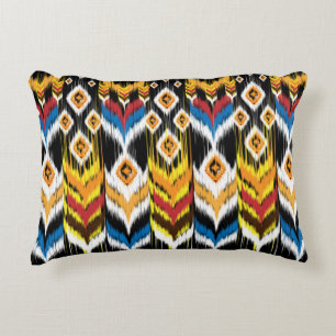 Ikat geometric folklore ornament. Tribal ethnic vi Accent Pillow