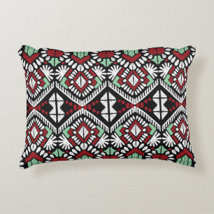 Ikat geometric folklore ornament. Tribal ethnic vi Accent Pillow
