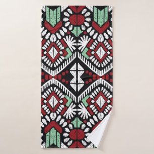 Ikat geometric folklore ornament. Tribal ethnic vi Bath Towel