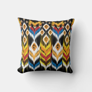 Ikat geometric folklore ornament. Tribal ethnic vi Throw Pillow