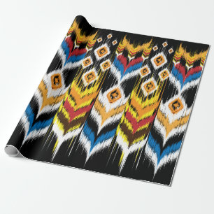 Ikat geometric folklore ornament. Tribal ethnic vi Wrapping Paper