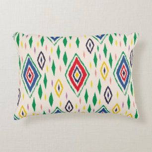 Ikat geometric folklore ornament with diamonds. Tr Accent Pillow