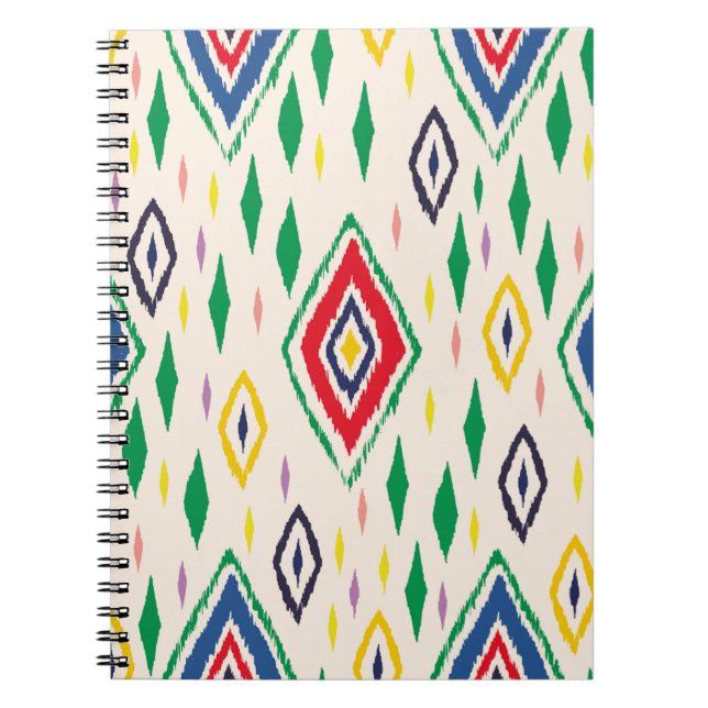 Ikat geometric folklore ornament with diamonds. Tr Notebook (Front)