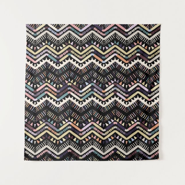 Ikat geometric folklore, tribal Aztec pattern. Tapestry (Front)