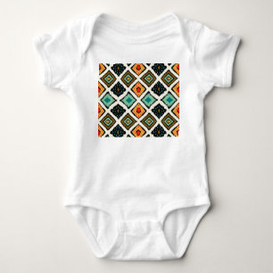 Ikat geometric, folklore tribal texture. baby bodysuit