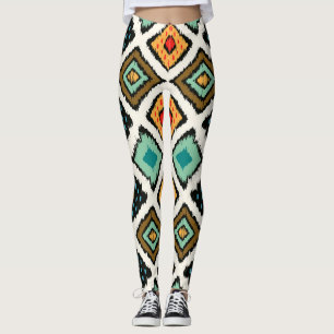 Ikat geometric, folklore tribal texture. leggings
