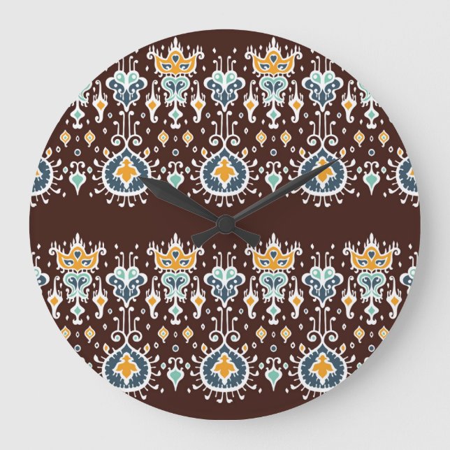 Ikat Inspiration: Oriental Elegance Large Clock (Front)