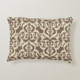 Ikat Moorish Damask - beige and taupe Accent Pillow