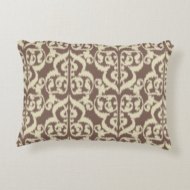 Ikat Moorish Damask - beige and taupe Accent Pillow (Back)