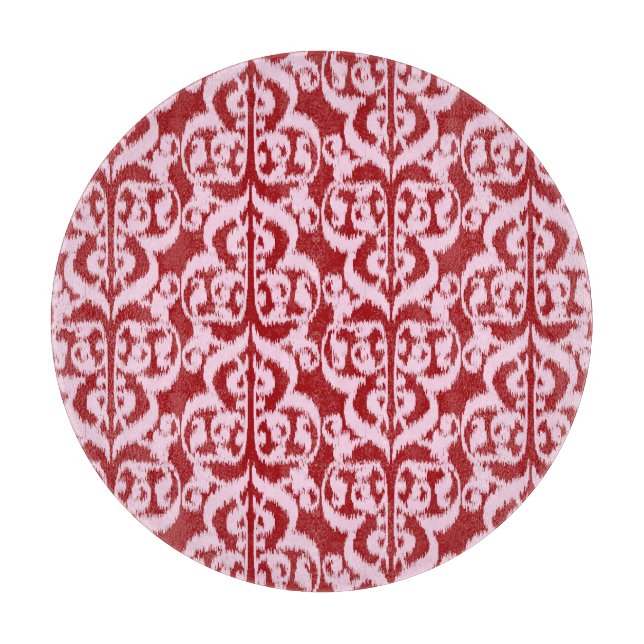 Ikat Moorish Damask - dark red and pink Cutting Board (Front)
