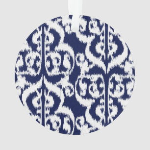 Ikat Moorish Damask - indigo et blanc