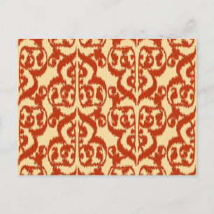Ikat Moorish Damask - Mandarin orange Postcard
