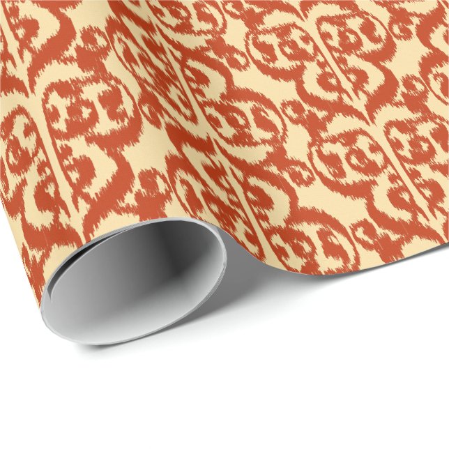 Ikat Moorish Damask - Mandarin orange Wrapping Paper (Roll Corner)