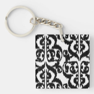 Ikat Moorish Damask - noir et blanc