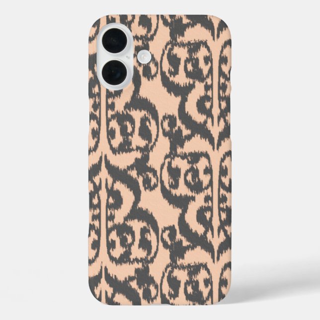 Ikat Moorish Damask - peach and charcoal grey Case-Mate iPhone Case (Back)