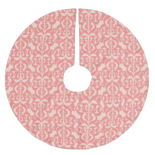 Ikat Moorish Damask - peach and coral pink Brushed Polyester Tree Skirt