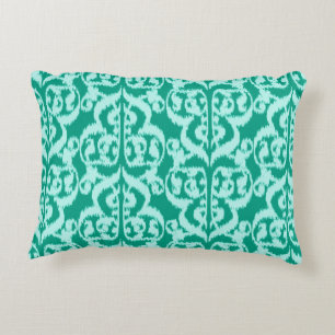 Ikat Moorish Damask - peacock and aqua Decorative Pillow