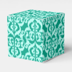 Ikat Moorish Damask - peacock and aqua Favor Box