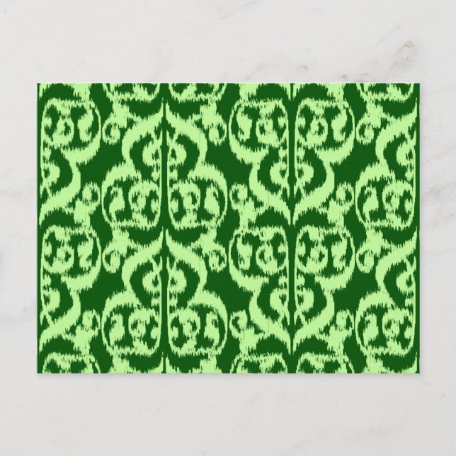 Ikat Moorish Damask - pine and mint green Postcard (Front)