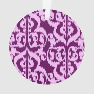 Ikat Moorish Damask - purple and orchid Ornament