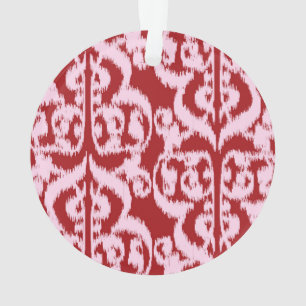 Ikat Moorish Damask - rouge foncé et rose